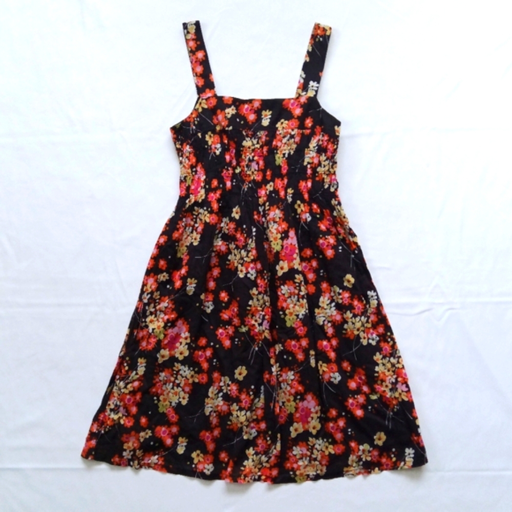 🪇2for$15 Ptp14.5"-16" Gap Cotton Sleeveless Floral Junior Dress - Black and Red